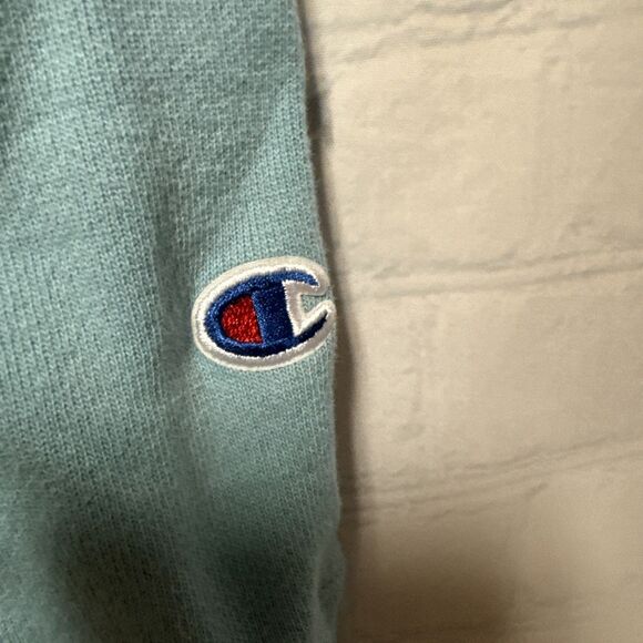 Y2K Champion Reverse Weave Sweatshirt Teal Aqua Blue  Essential Retro Large - Picture 2 of 7